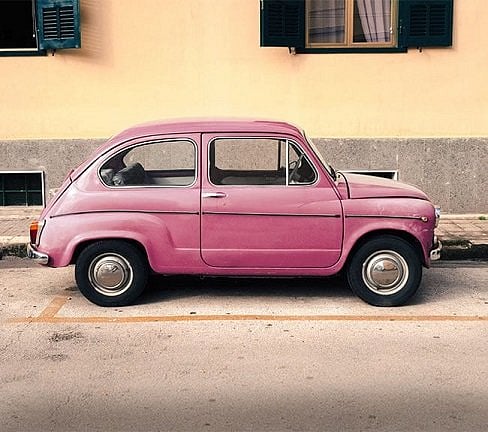 Side view of a pink car