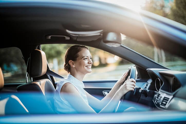 Woman driving a car